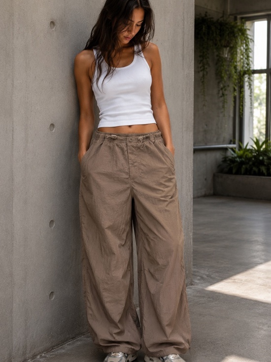 TNA Pants - TNA Aviator Gorpcore Utility Parachute Pants S Taupe Brown